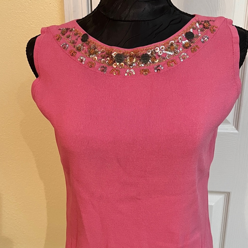 Joseph A Pink Embellished Tunic Top